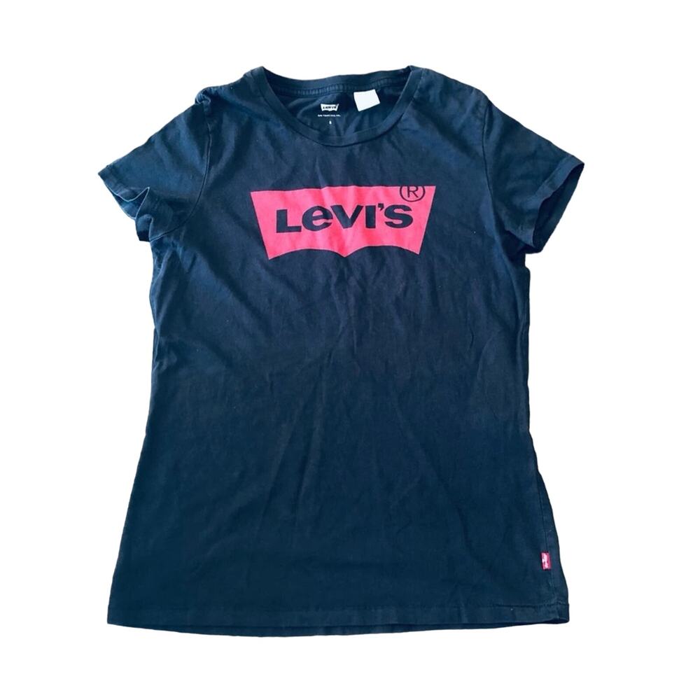 Levi’s T-Shirt Black Short Sleeve Logo Women’s Small Casual Comfort Western